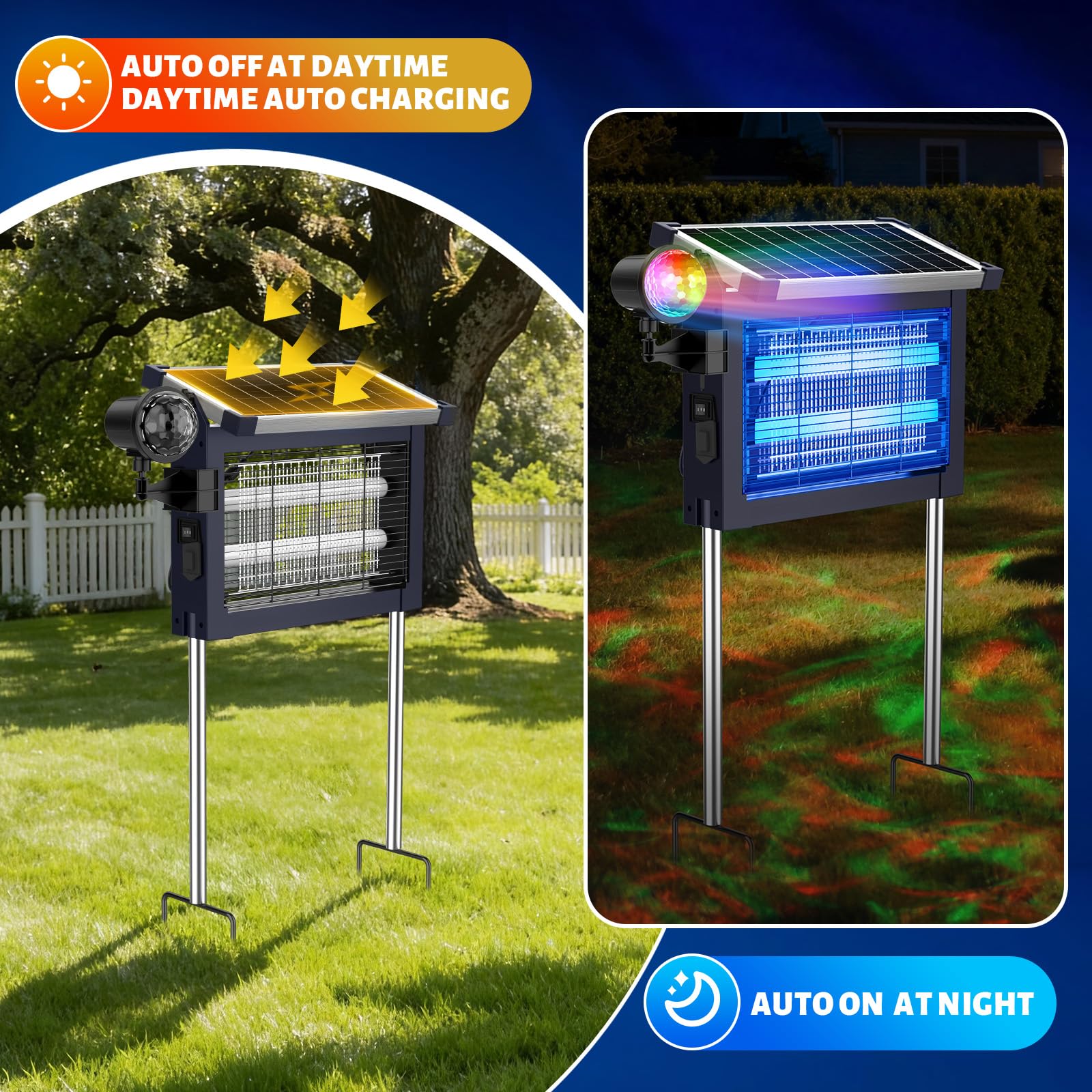 Zechuan Solar Bug Zapper in a garden setting