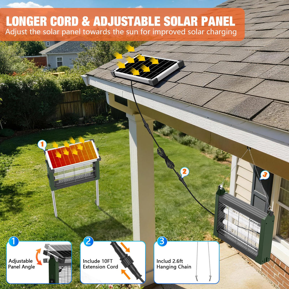 Zechuan Solar Bug Zapper with charging options displayed