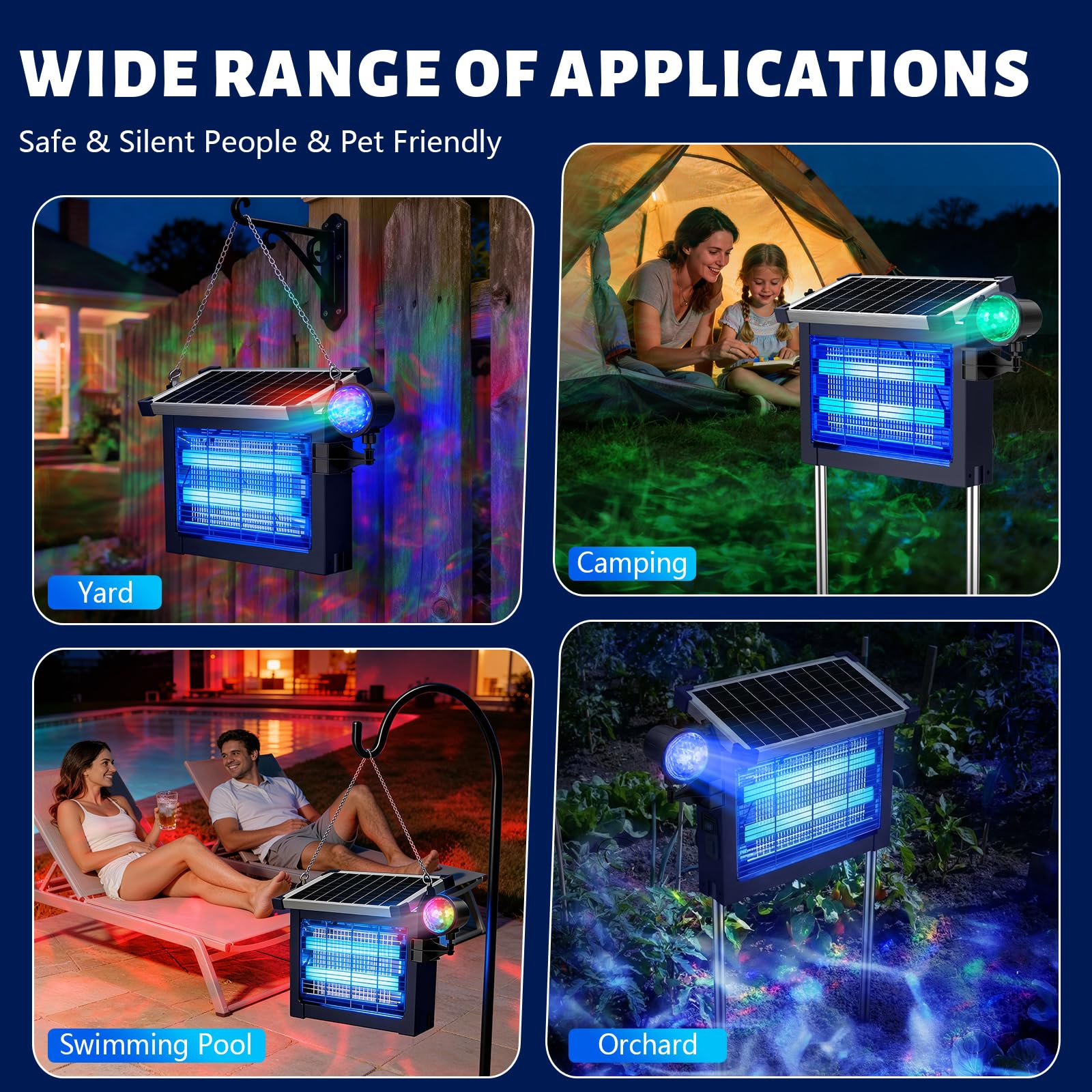 Zechuan Solar Bug Zapper with ground stake in use