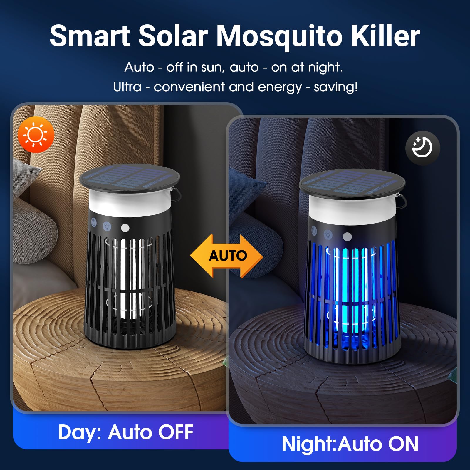 zechuan Solar Bug Zapper with USB-C charging cable
