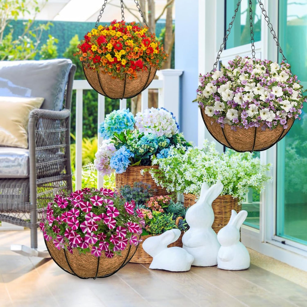 ZeeDix 14 inch hanging basket with decorative plants
