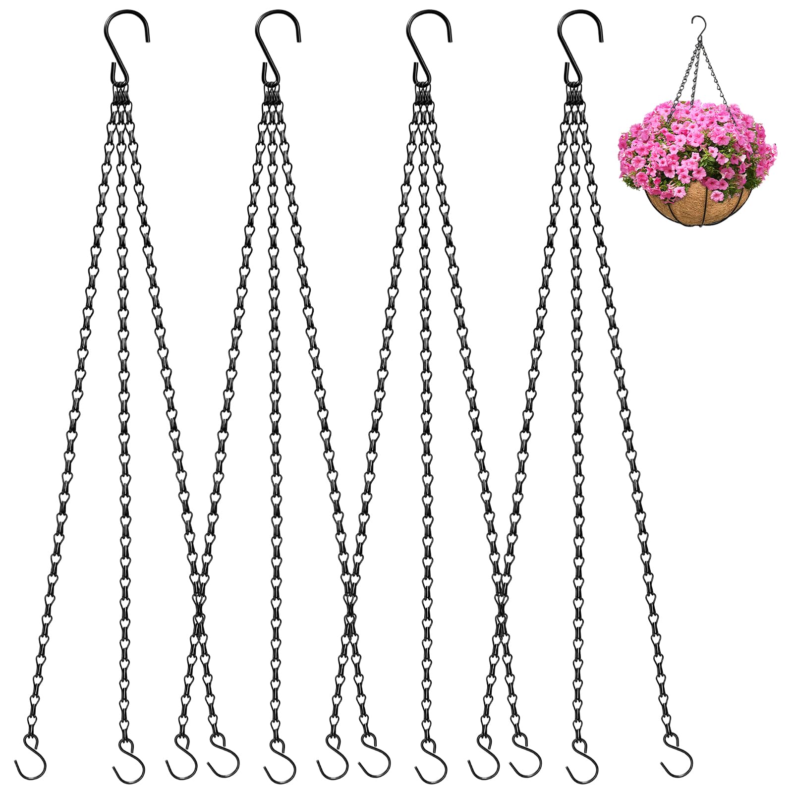ZeeDix 16 Inch Hanging Basket Chain with Hooks, front view