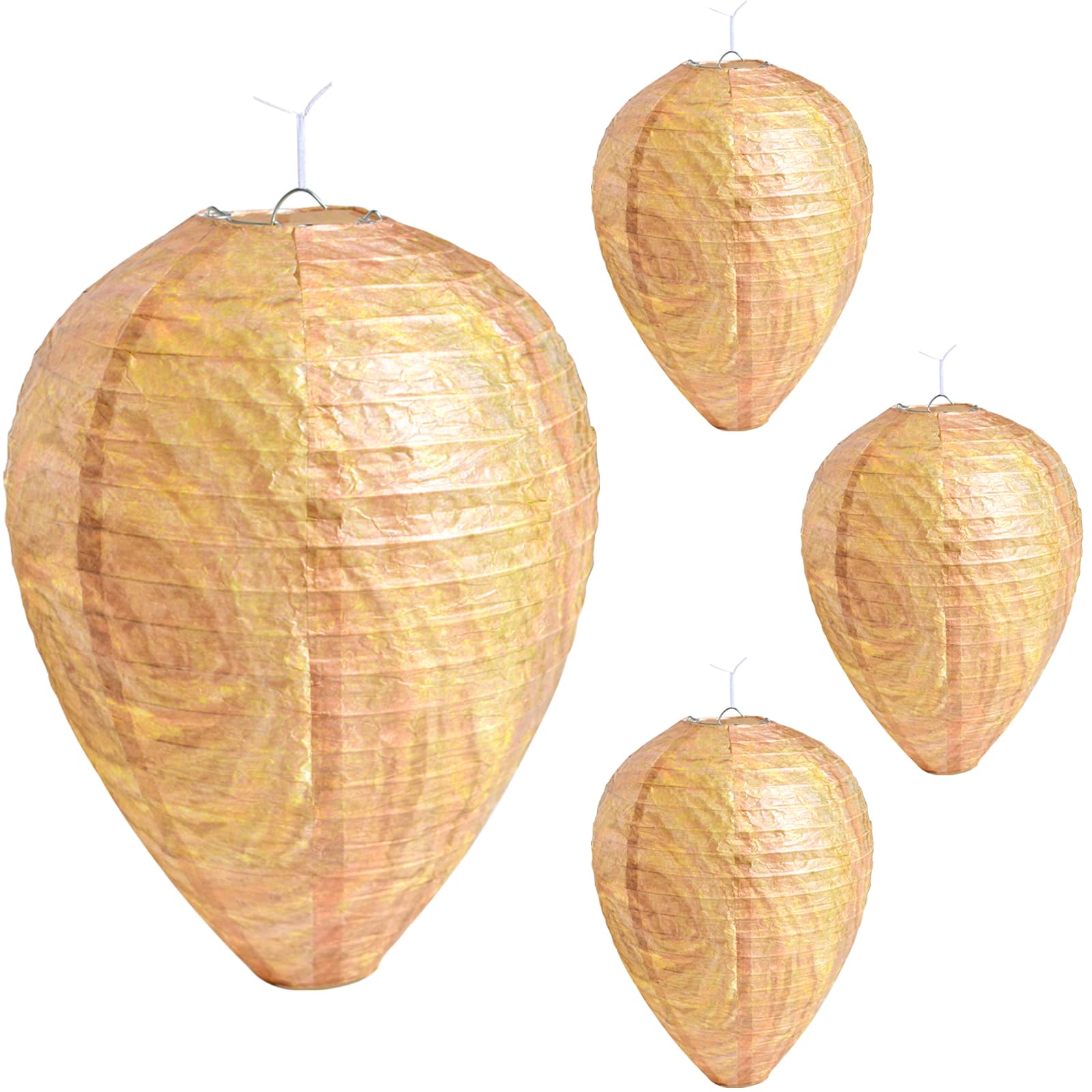 ZeeDix 4 Pack Hanging Wasp Nest Decoys front view