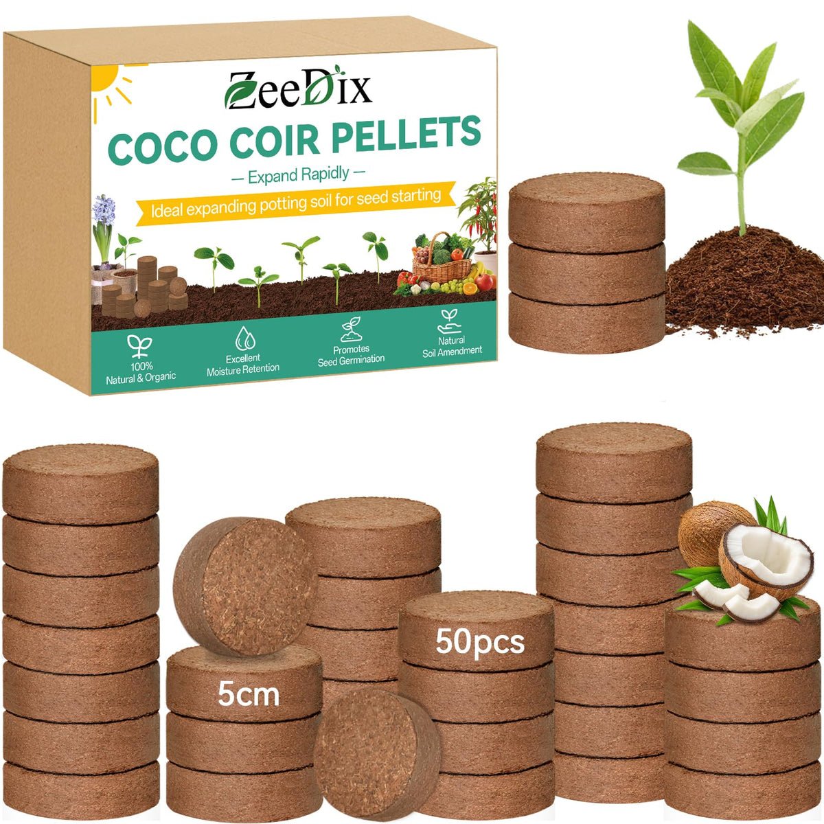 ZeeDix Coco Coir Pellets package front view