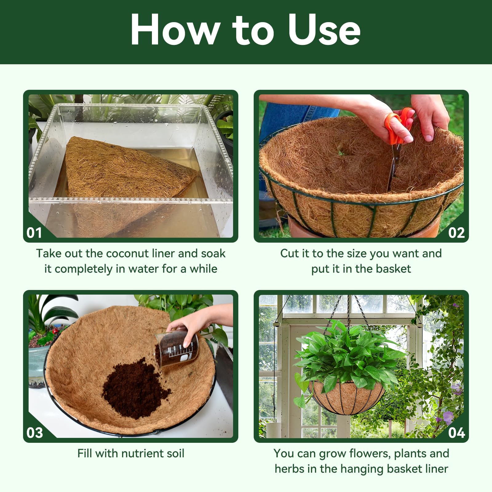 ZeeDix coco liners with water soaking demonstration