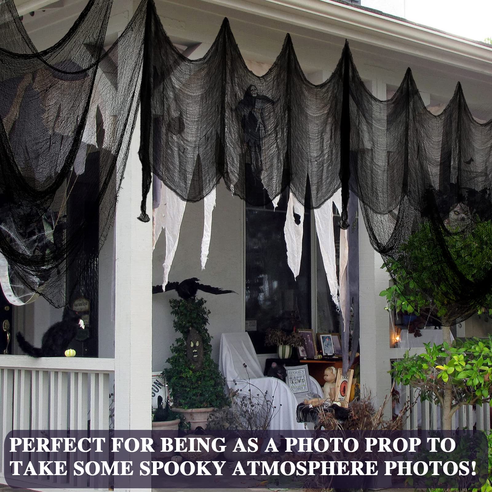 ZeeDix creepy cloth with DIY decorations like bats and spiders
