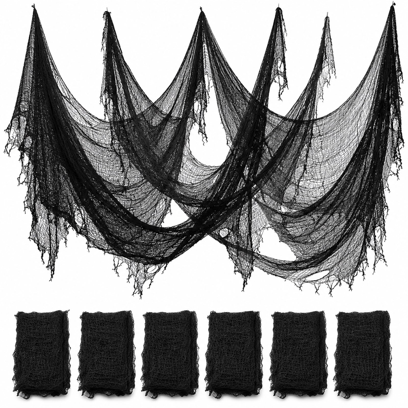 ZeeDix Halloween Creepy Cloth 6 Pack black fabric front view