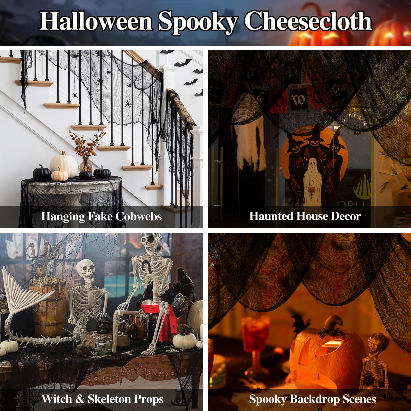 ZeeDix Halloween decoration with creepy cloth and pumpkins