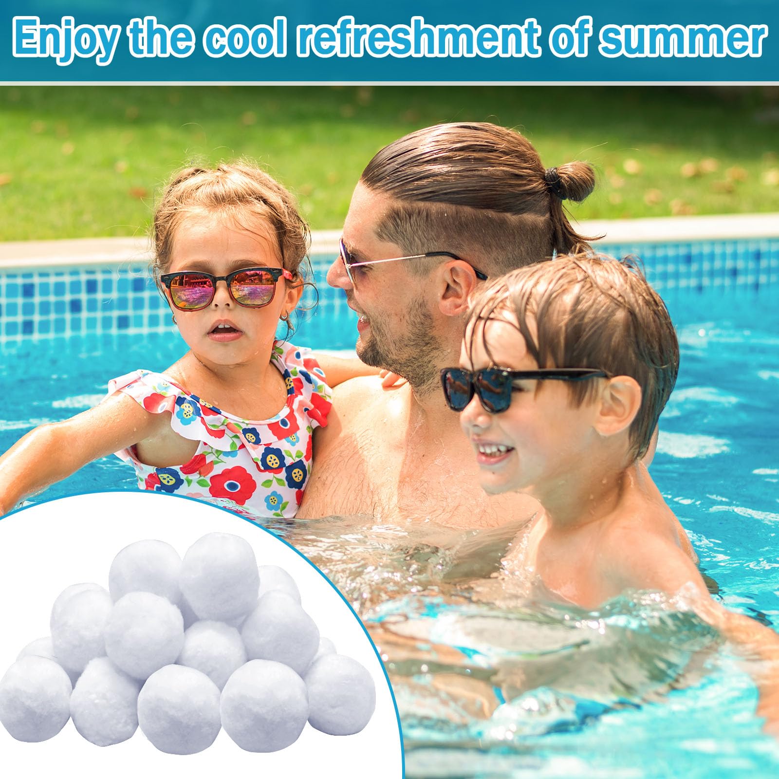 ZeeDix Pool Filter Balls in a clean pool