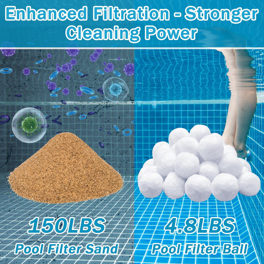 ZeeDix Pool Filter Balls with measurement scale for size reference