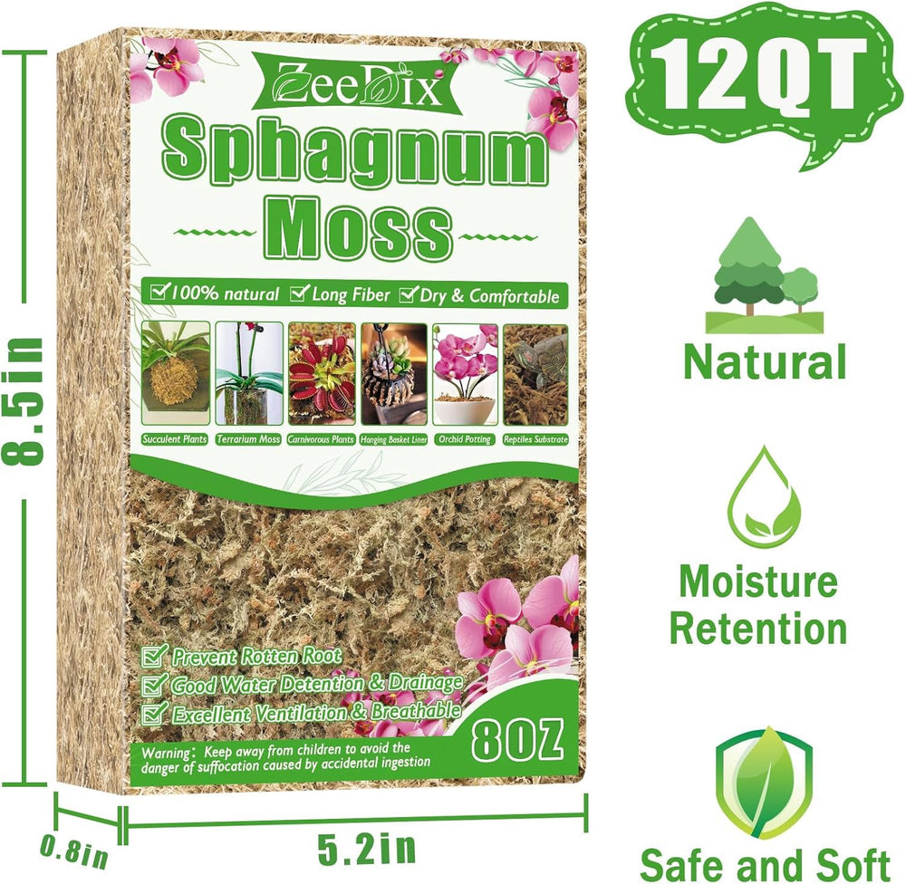 ZeeDix sphagnum moss packaging and details