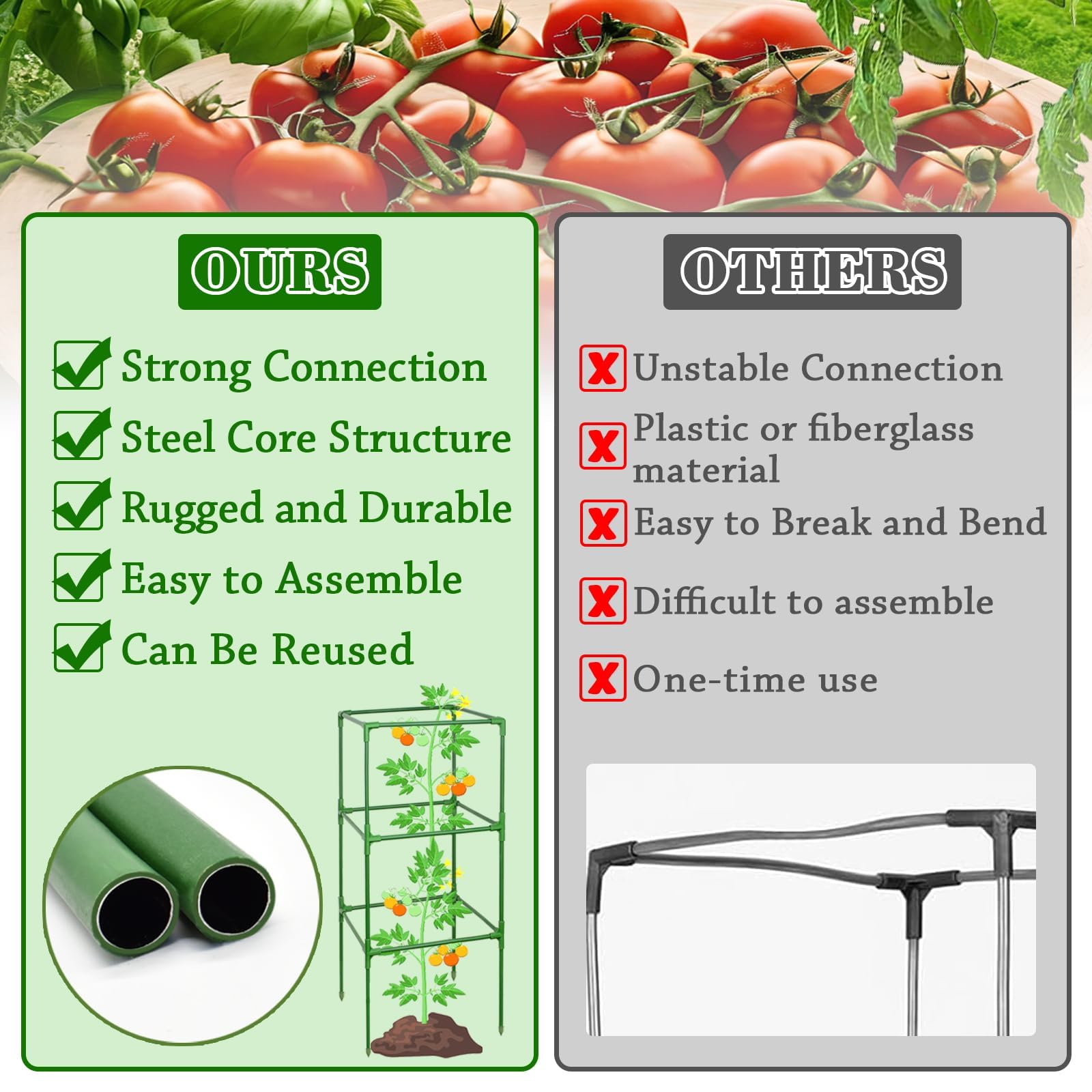 ZeeDix tomato cage collapsed for easy storage