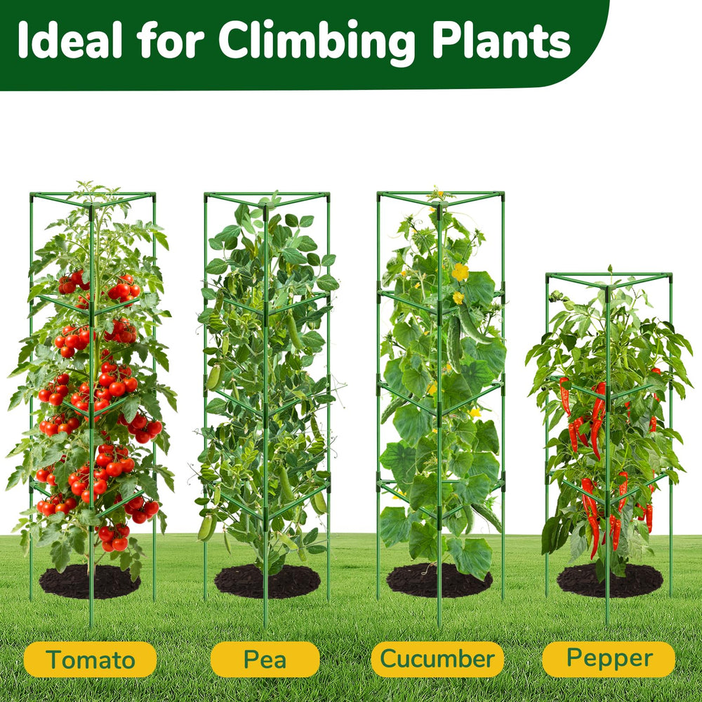 ZeeDix Tomato Cages in a garden setting with peppers