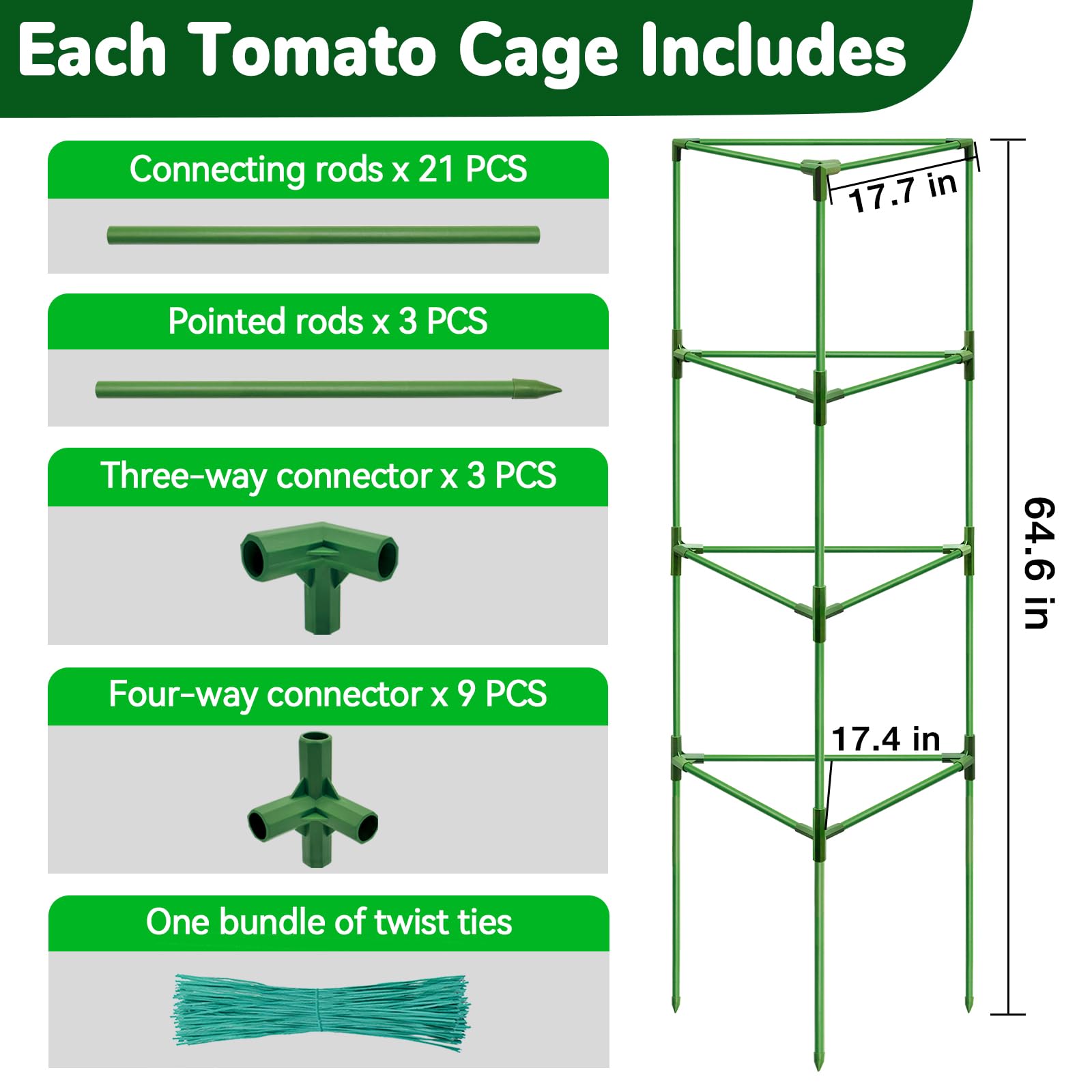 ZeeDix Tomato Cages showing adjustable height feature