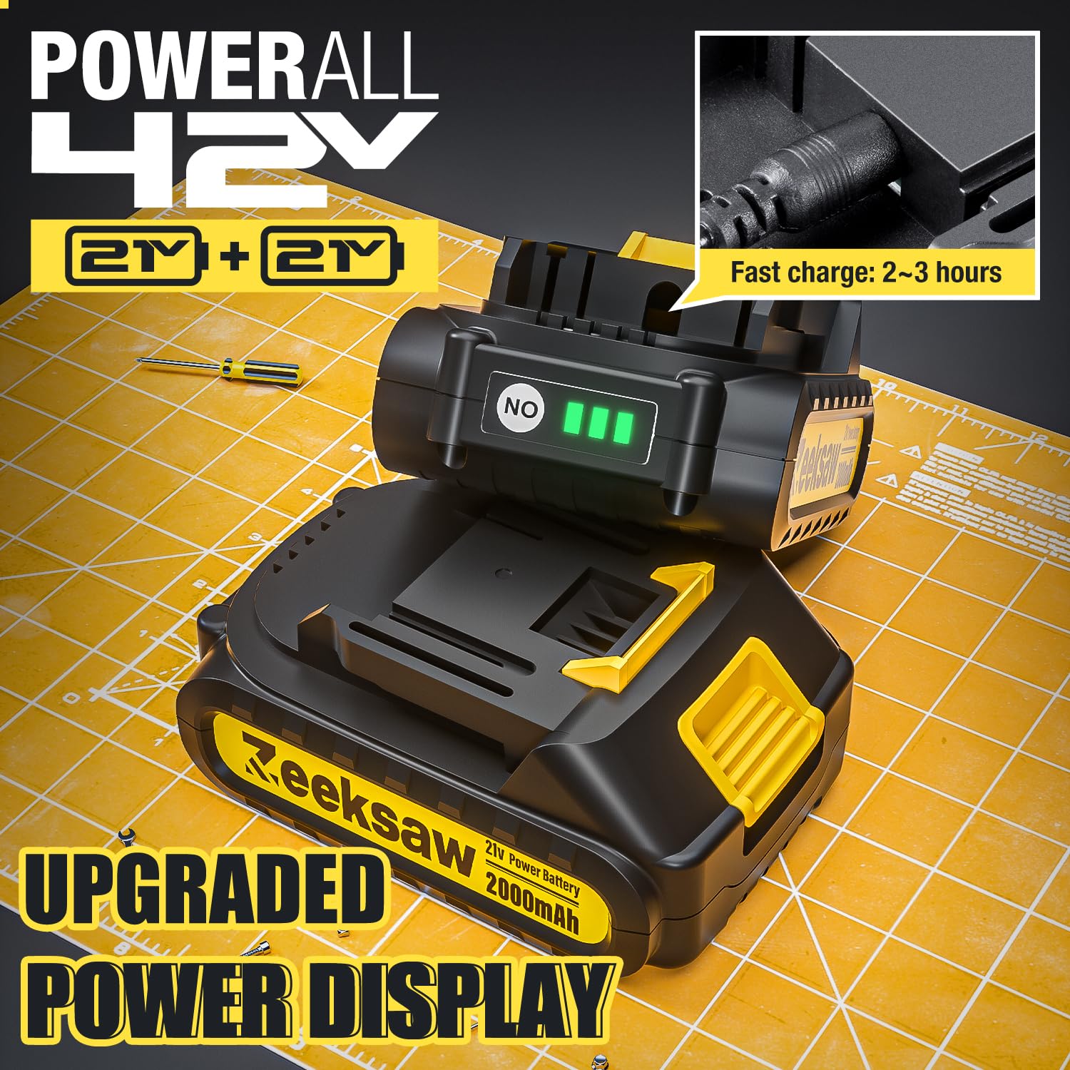 Zeeksaw Mini Chainsaw components including batteries and user manual