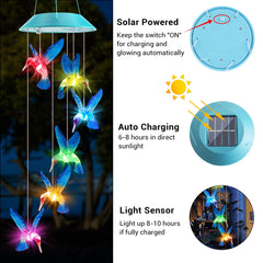 Zeiliuled Solar Hummingbird Wind Chimes with hanging hook