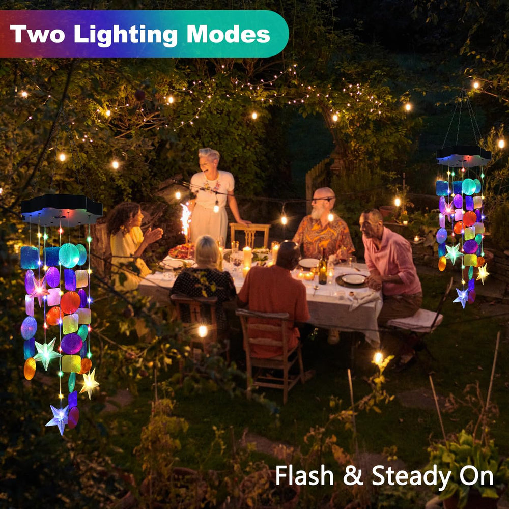 Zeiliuled Solar Shell Wind Chimes glowing at night