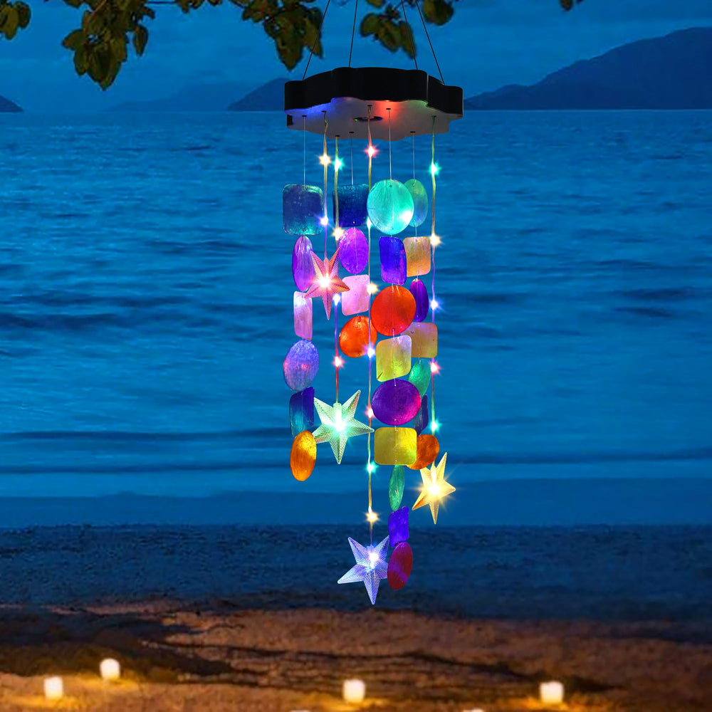 Zeiliuled Solar Shell Wind Chimes multicolor front view