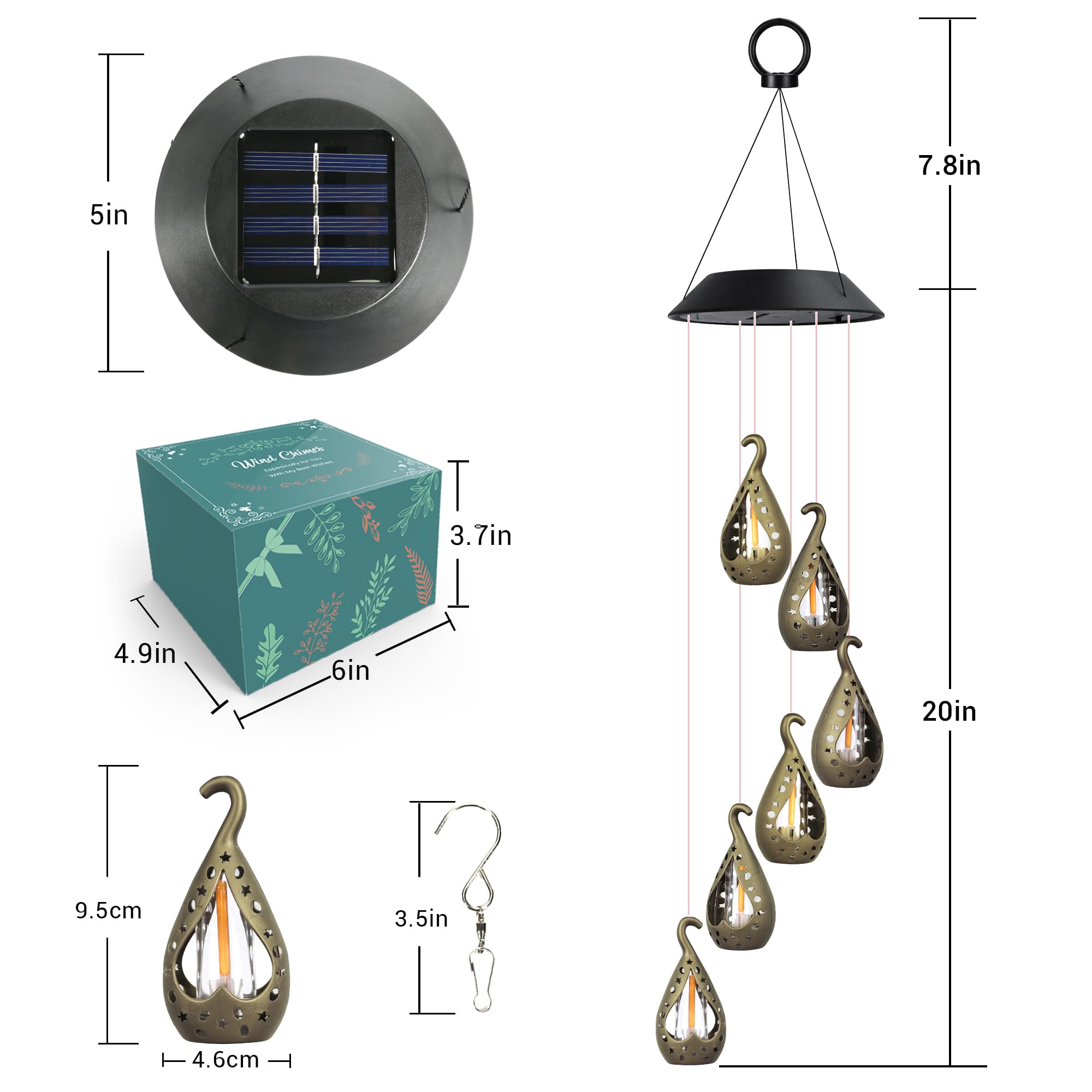 Zeiliuled Solar Wind Chime packaging view