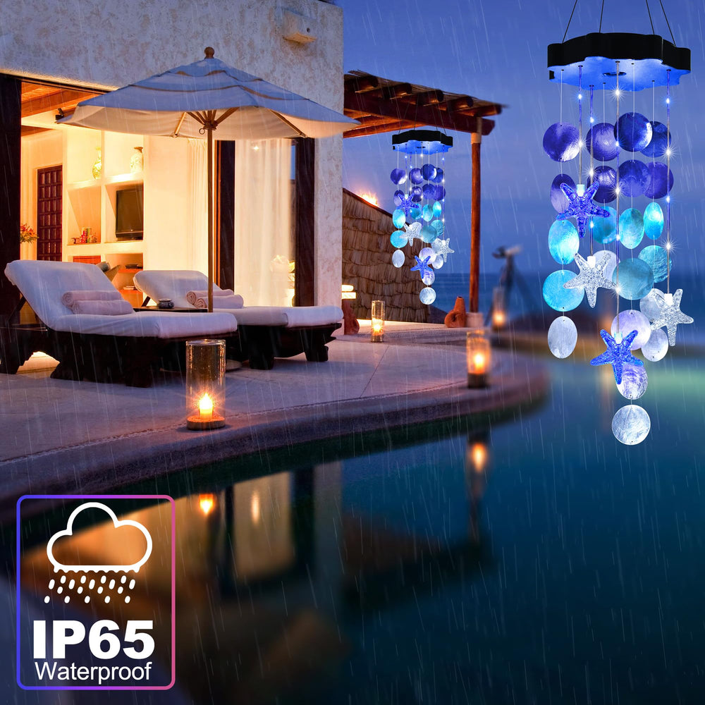 Zeiliuled Solar Wind Chimes displayed on a patio