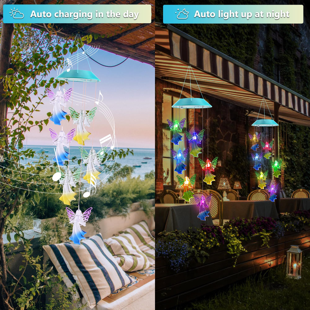 Zeiliuled Solar Wind Chimes glowing at night