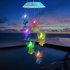 Zeiliuled Solar Wind Chimes multicolor angel design front view