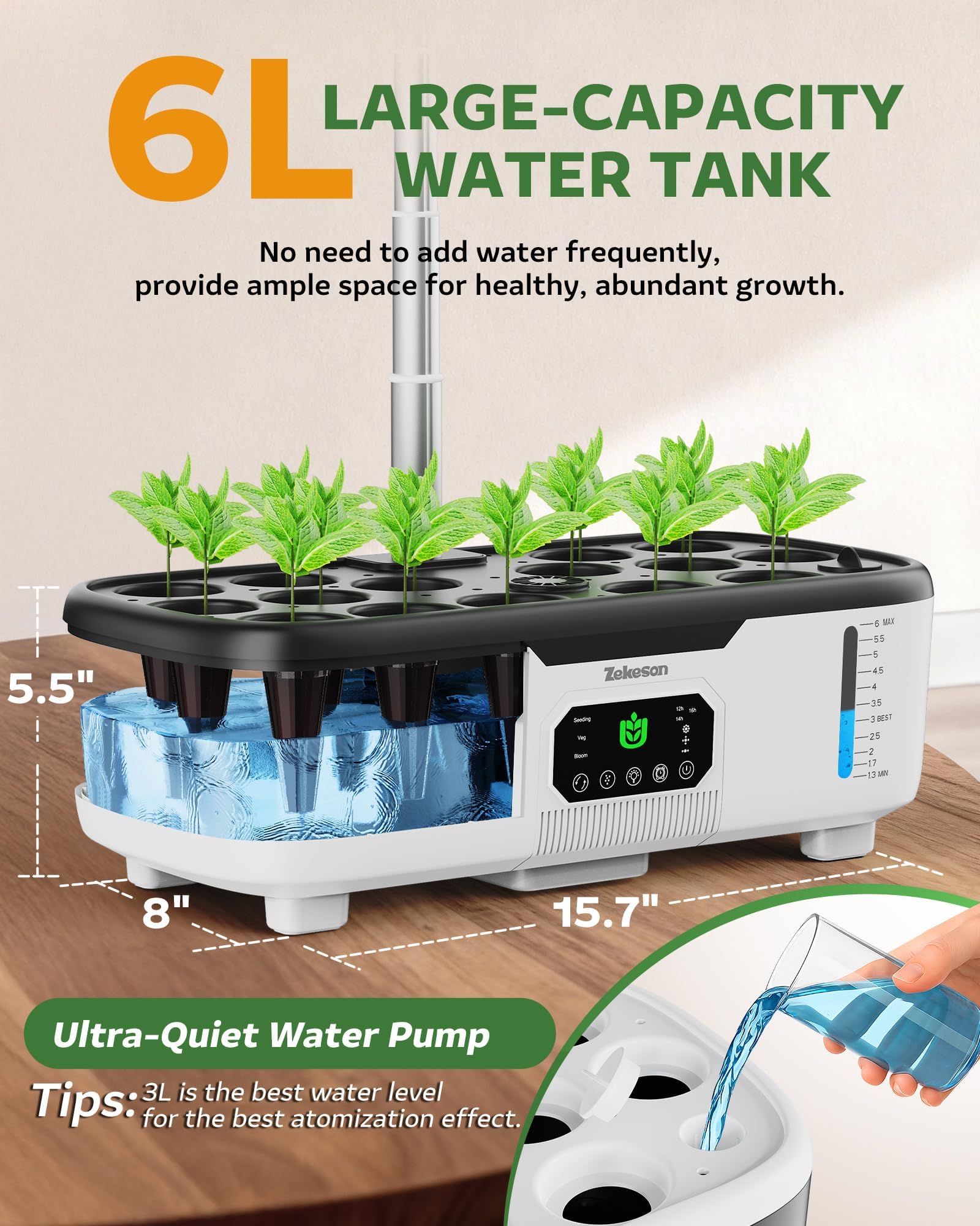 Zekeson Hydroponic Growing System packaged with all accessories