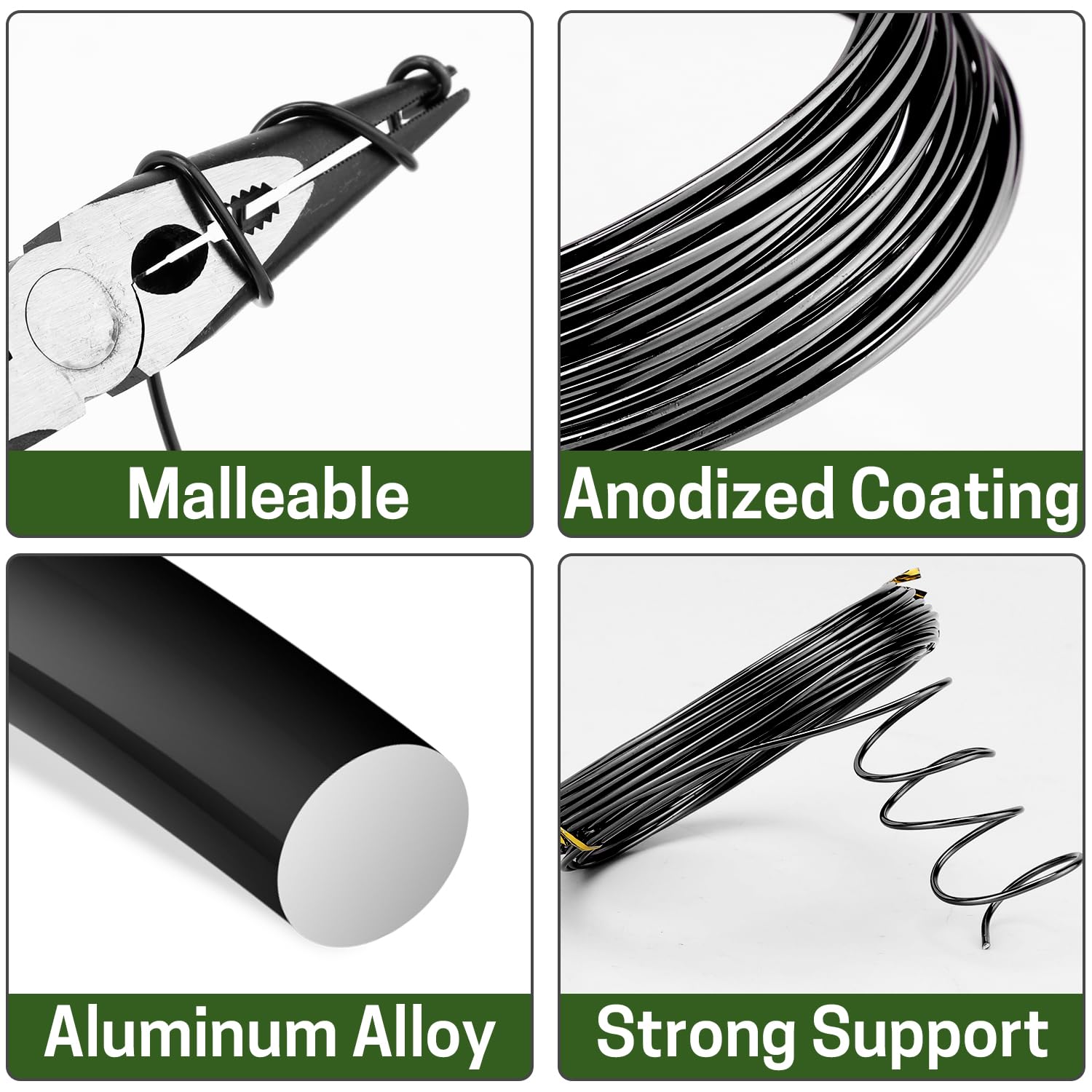 ZELARMAN Bonsai Training Wire in black color, showing wire thickness