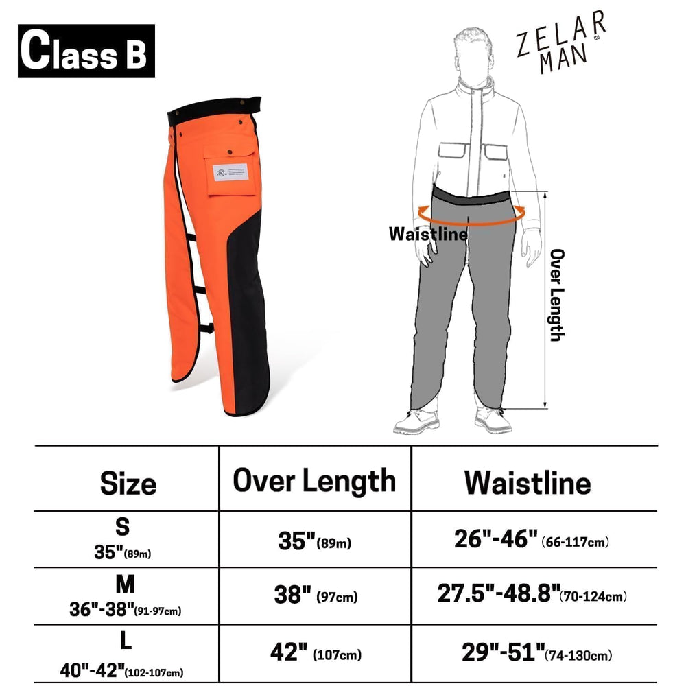 ZELARMAN Chainsaw Chaps on a person demonstrating fit and adjustability