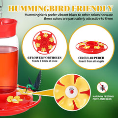 Zelpont Hummingbird Feeder with bee-resistant ports