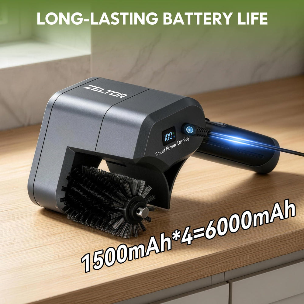 Zeltor Electric Grill Brush showing battery indicator