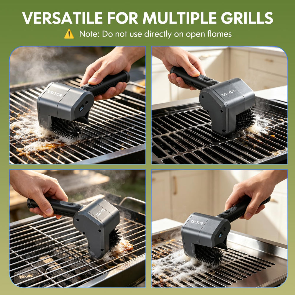 Zeltor Grill Brush cleaning a barbecue grate