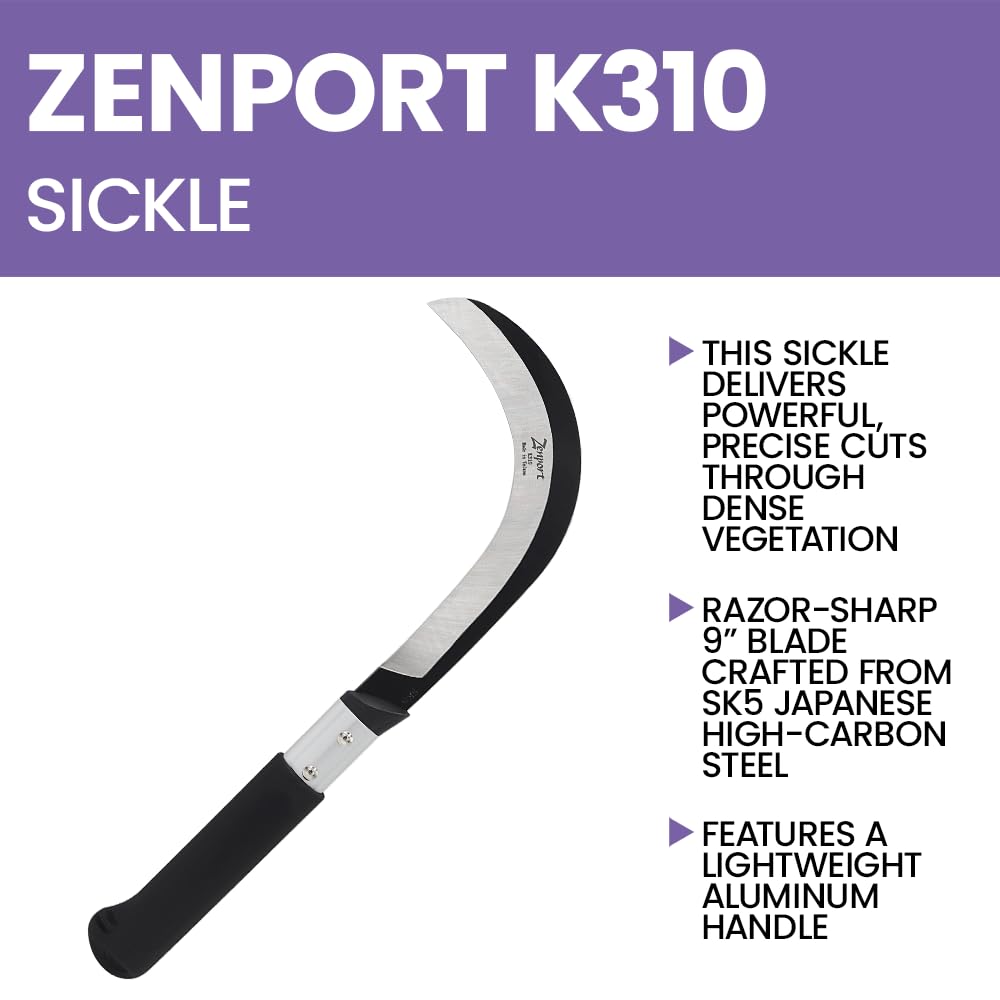 Zenport K310 Brush Clearing Sickle in a garden setting