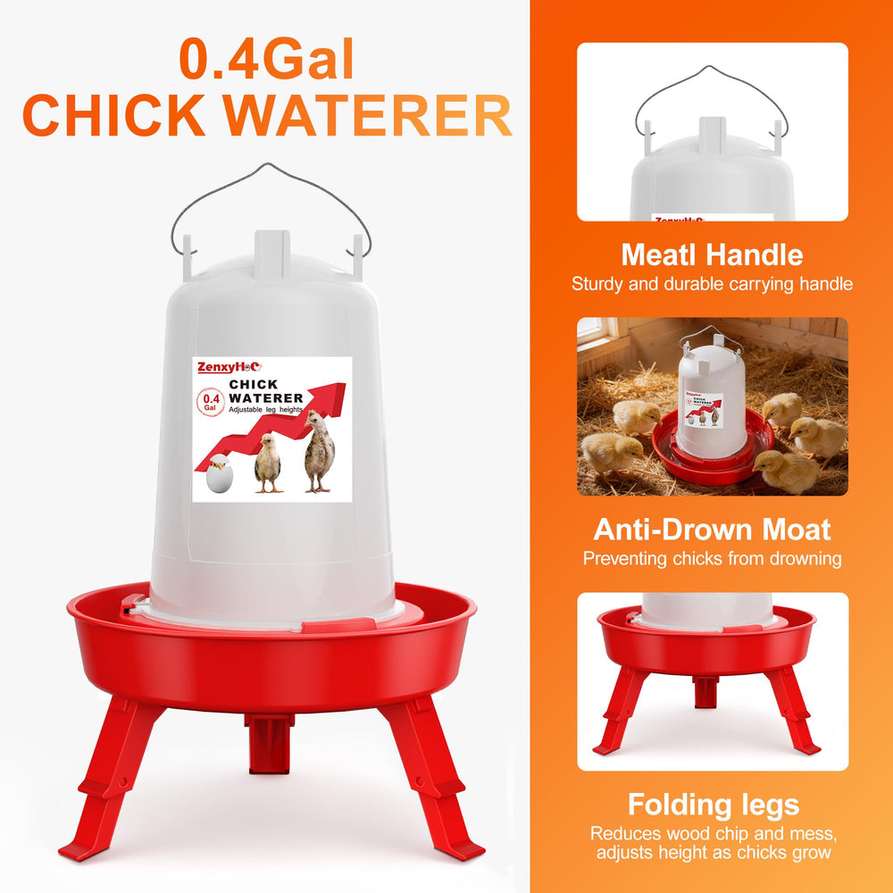 ZenxyHoC 0.4 Gal waterer with adjustable legs