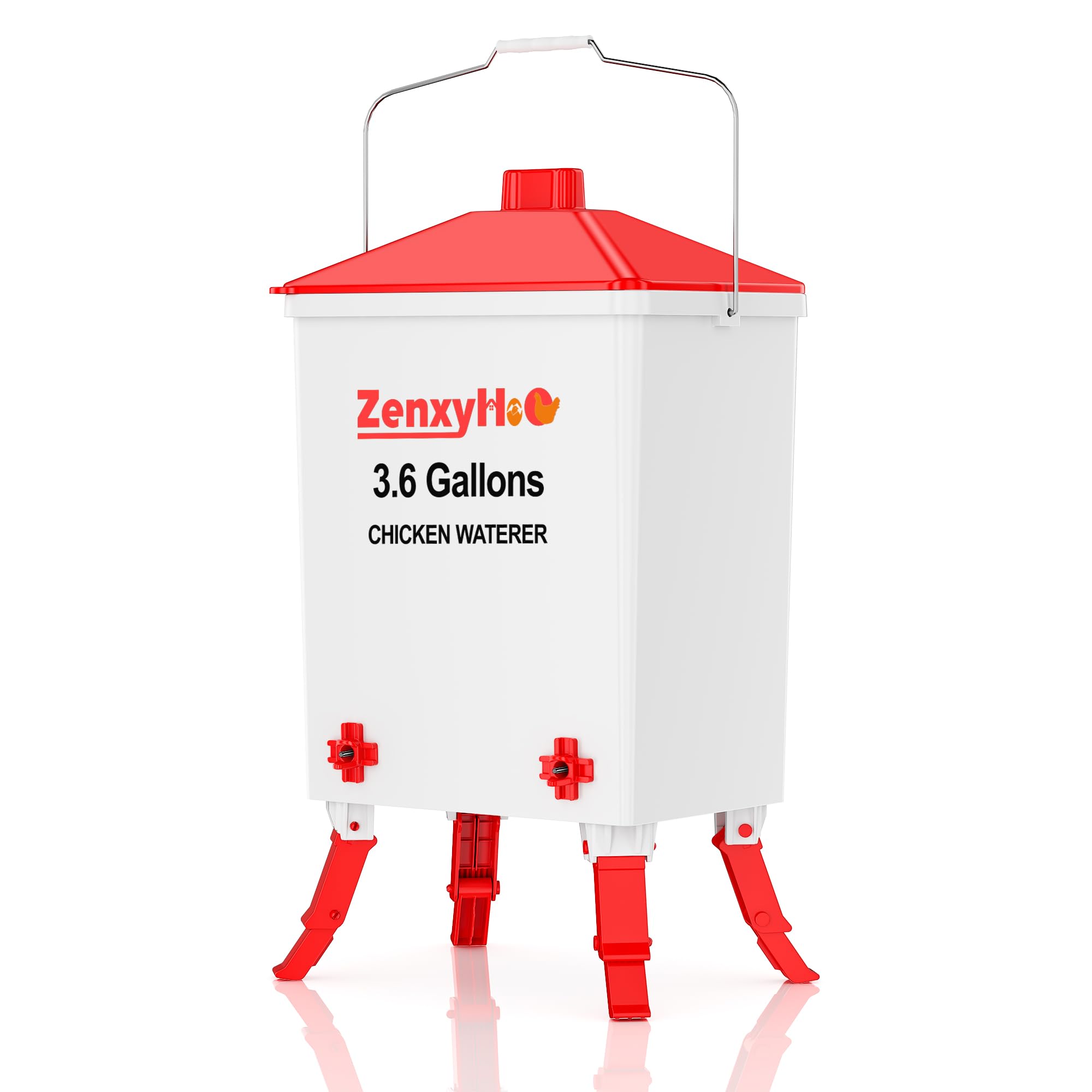 ZenxyHoC 3.6 Gal Chicken Waterer front view with adjustable nipples