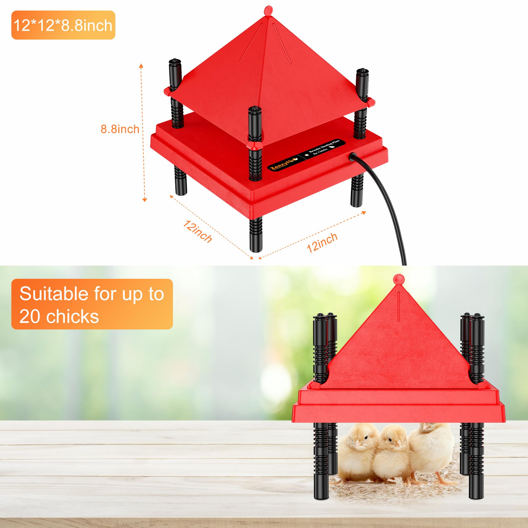 ZenxyHoC Chick Brooder Heater side view showing adjustable height