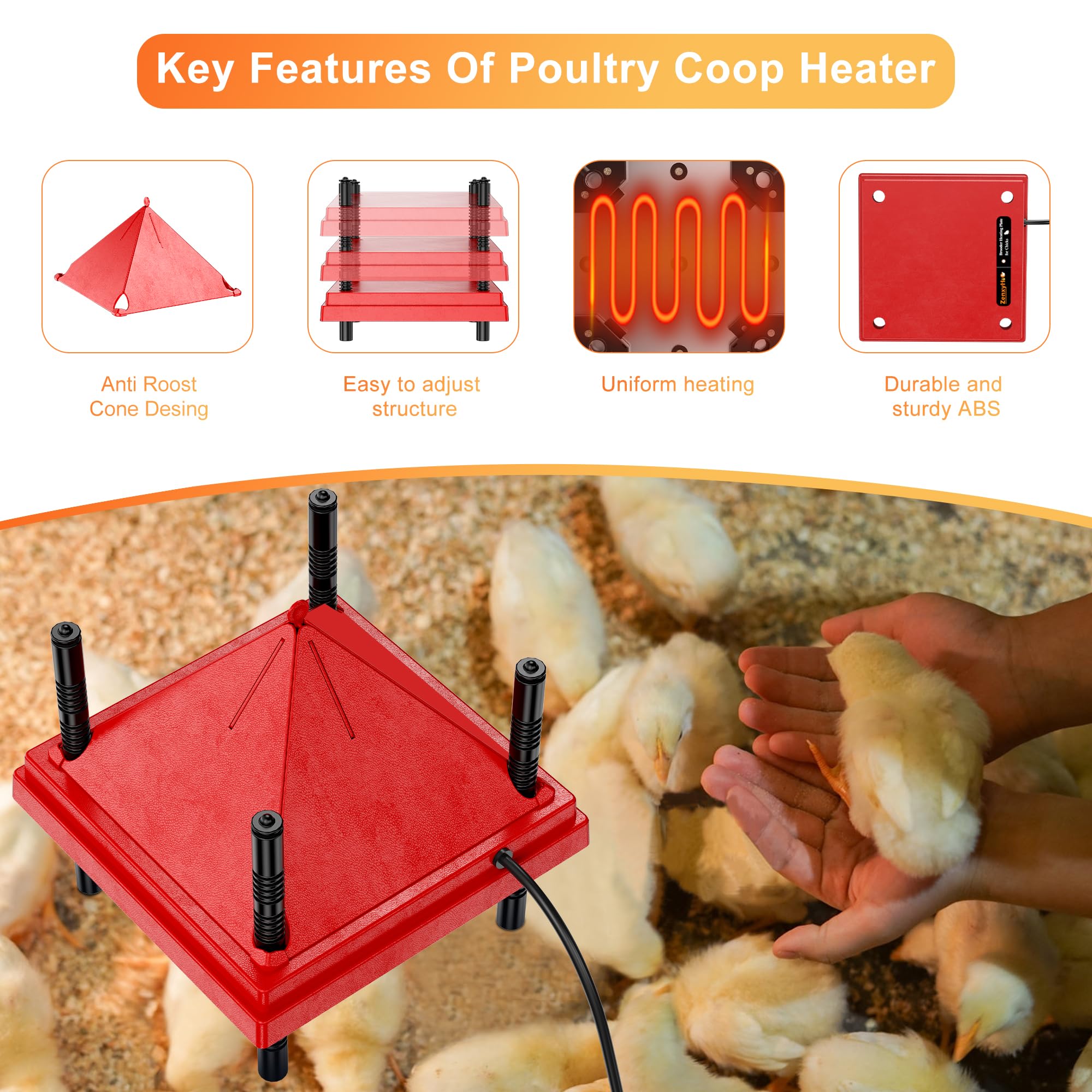 ZenxyHoC Chick Brooder Heater stable four-leg support system