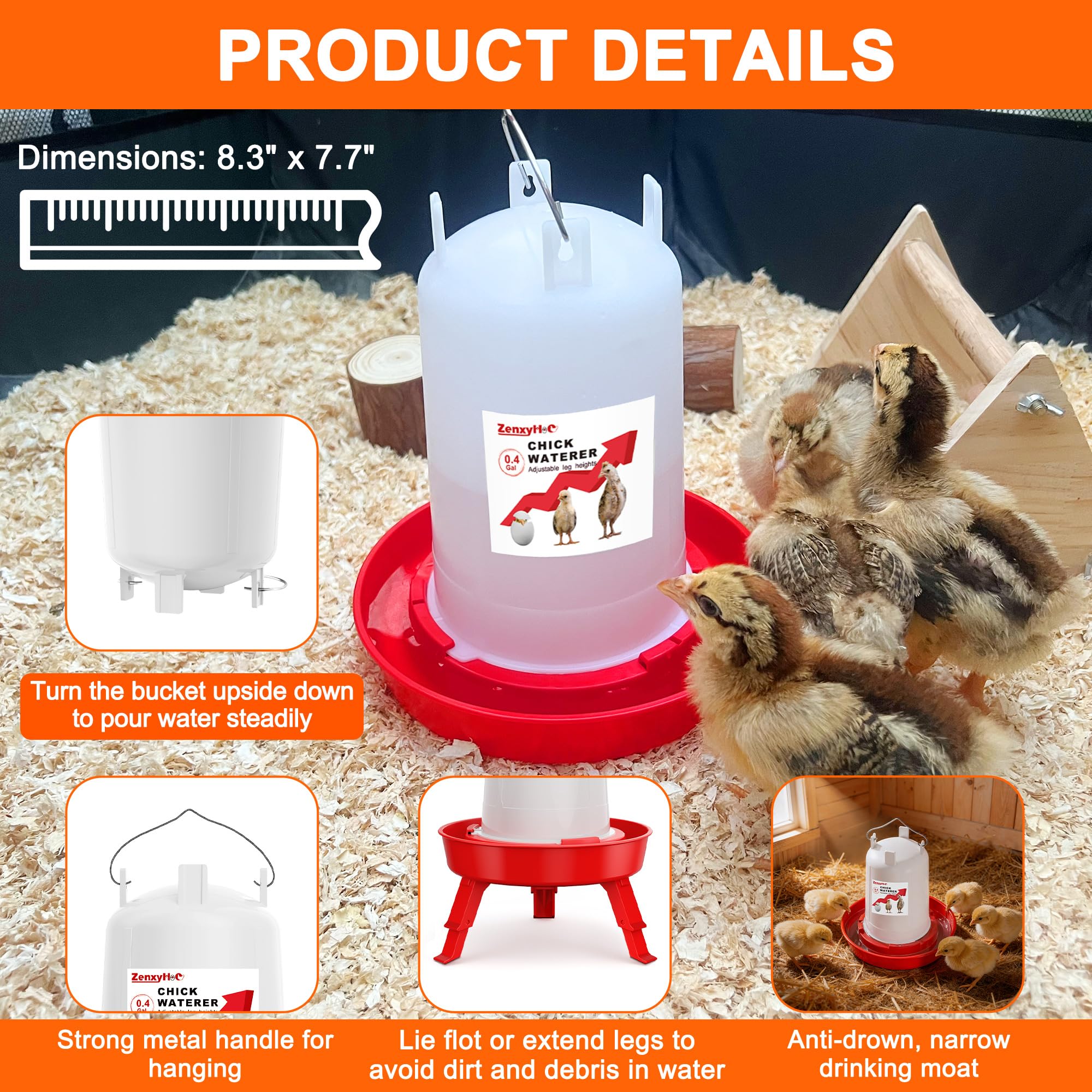 ZenxyHoC chick feeder with included scoop for easy filling