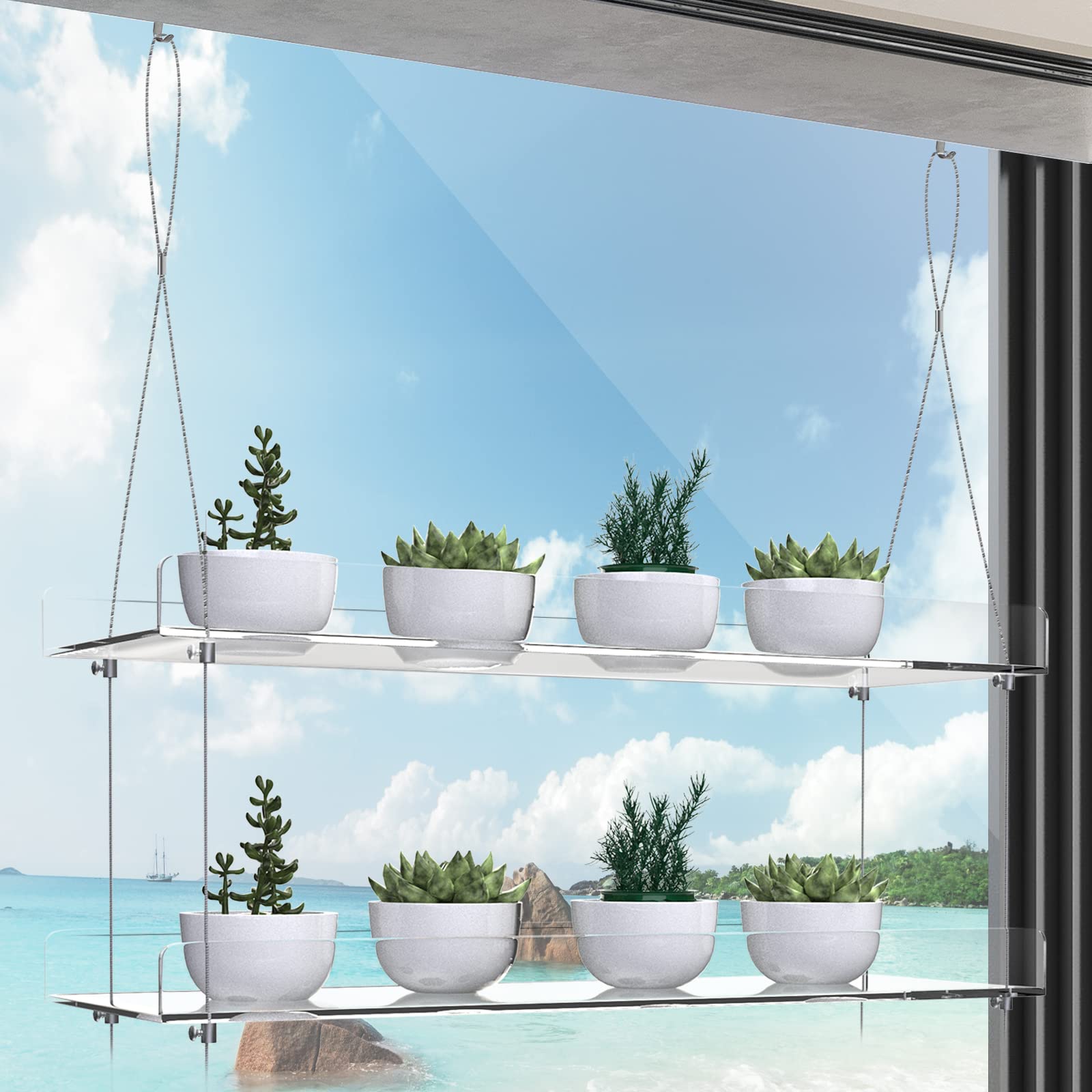 ZerzSemp 2-Tier Acrylic Window Shelf side view