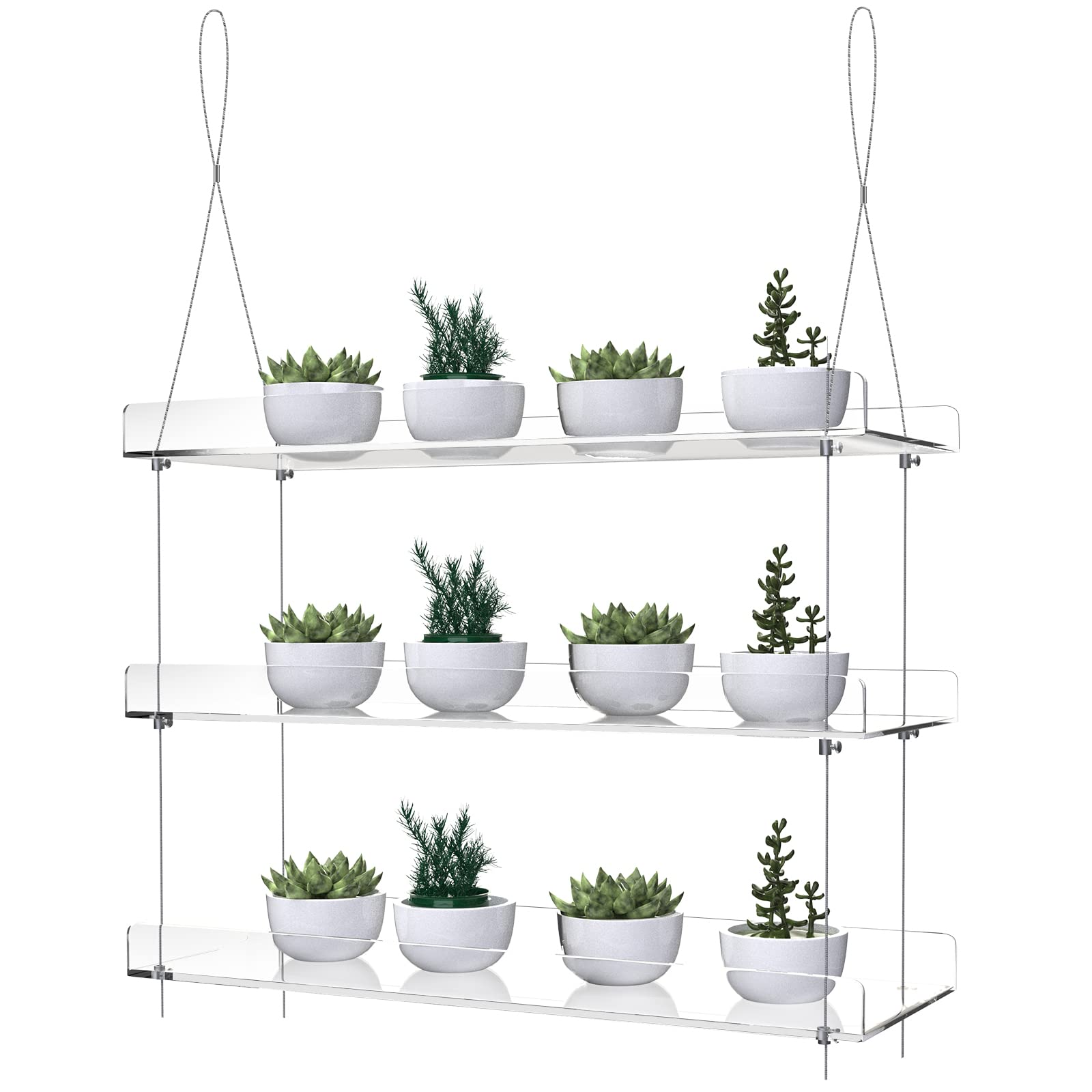 ZerzSemp 3-Tier Hanging Acrylic Plant Shelves front view