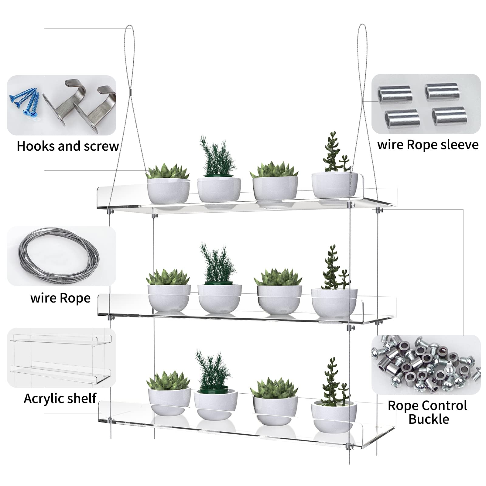 ZerzSemp acrylic shelves with assembly instructions