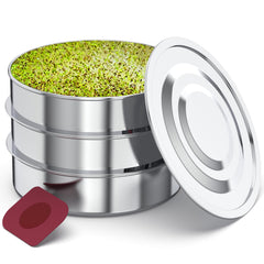 ZESTIGREENS 3-Tier Stainless Steel Sprouting Trays front view