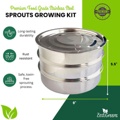 ZESTIGREENS stainless steel sprouting trays with lid and scraper
