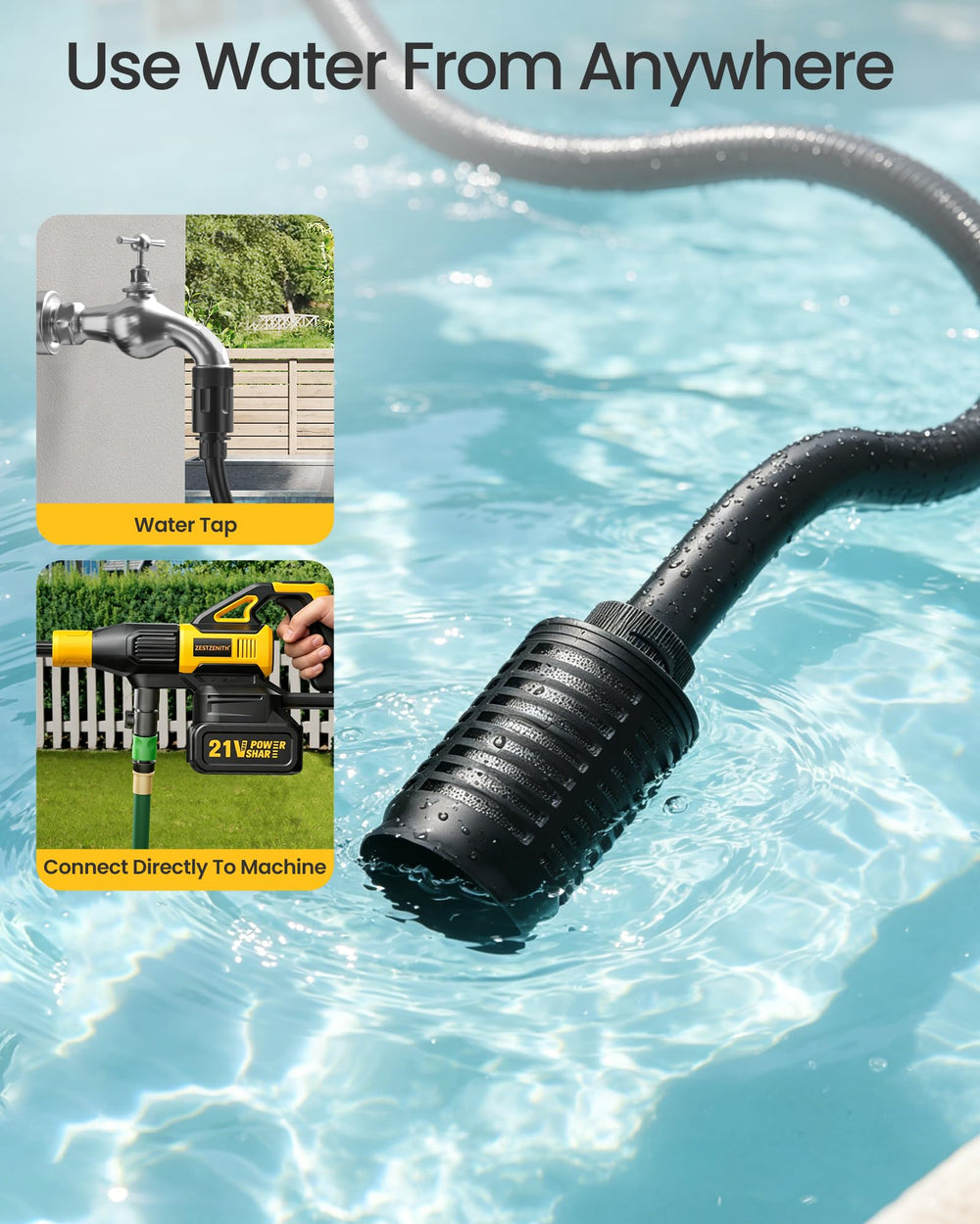ZestZenith Cordless Pressure Washer being used for patio cleaning