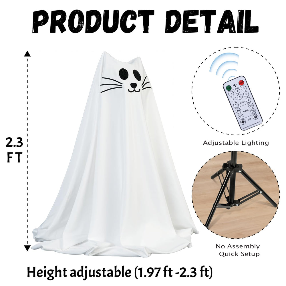 Zesua ghost cat figures with tripod stands set up on porch