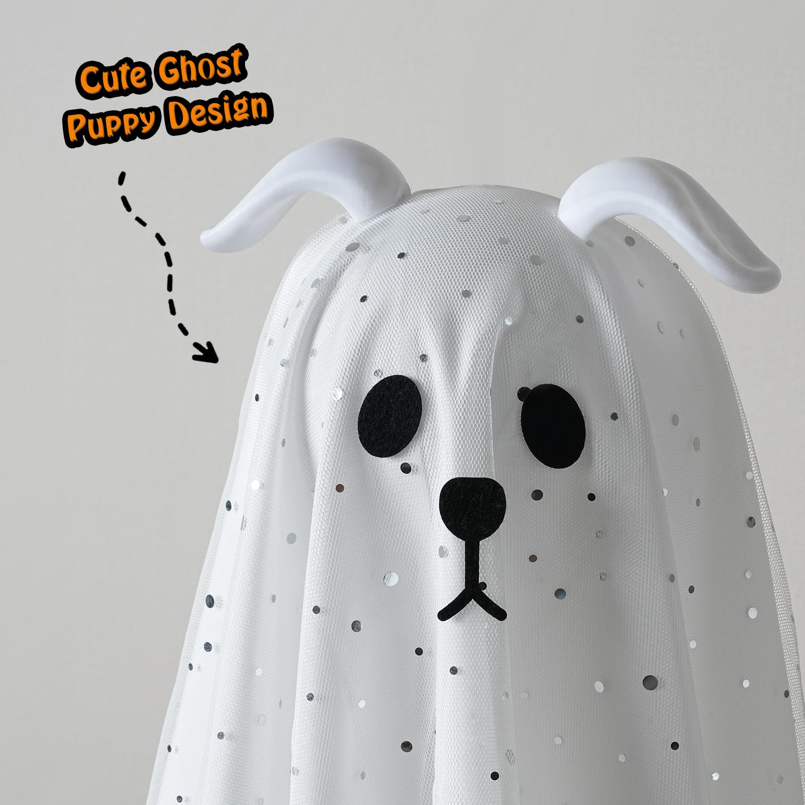 Zesua small dog ghost decoration with LED lights
