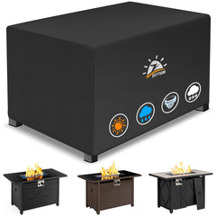 Zettum 42 Inch Rectangular Fire Pit Cover, black, front view