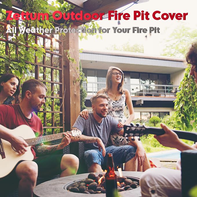 Zettum Fire Pit Cover showcasing weather protection features