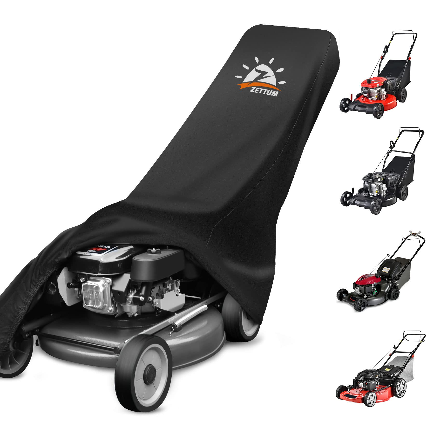 Zettum Lawn Mower Cover front view in black
