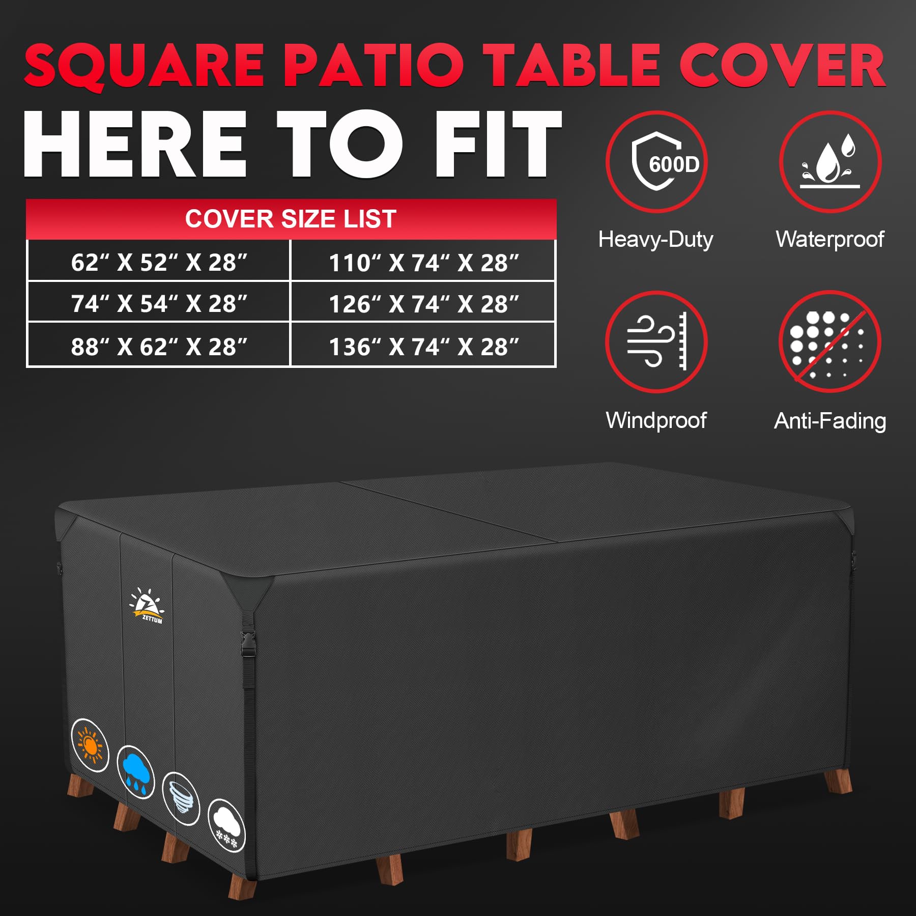 Zettum outdoor furniture cover in black